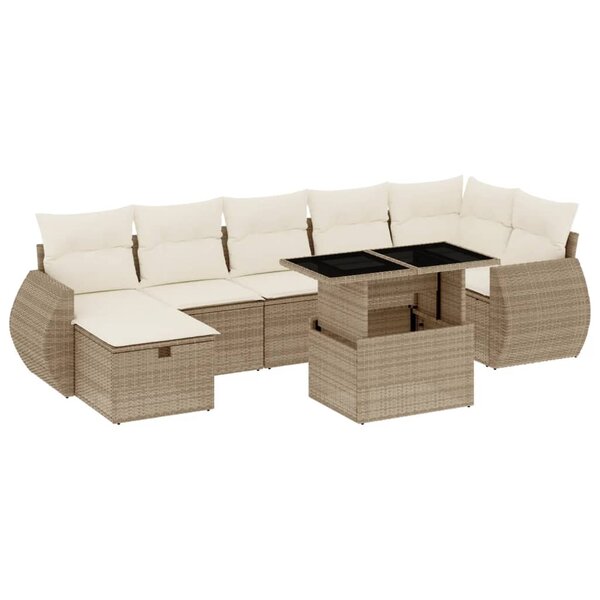 vidaXL Salon de jardin avec coussins 8 Pièces beige résine tressée