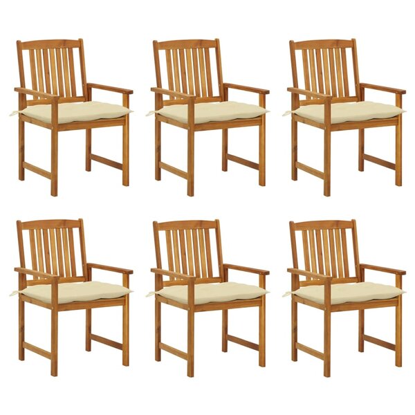 vidaXL Chaises de jardin avec coussins 6 Pièces Bois d'acacia massif