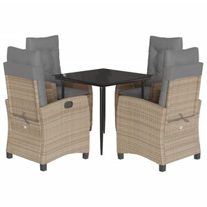 vidaXL Ensemble à manger de jardin coussins 5 Pièces mélange beige rotin