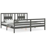 vidaXL Cadre de lit sans matelas gris 200x200 cm bois massif
