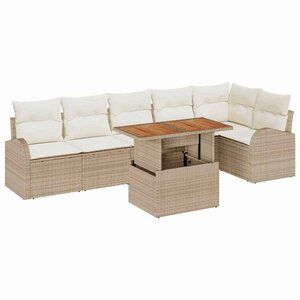 vidaXL Ensemble de canapé de jardin 7 Pièces Beige Poly rotin