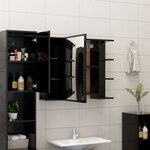 vidaXL Armoire à miroir de salle de bain Noir Bois d’ingénierie