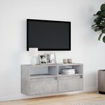 vidaXL Meuble TV mural avec lumières LED gris béton 100x31x45 cm