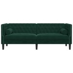 vidaXL Canapé Chesterfield avec traversins 3 places vert foncé velours