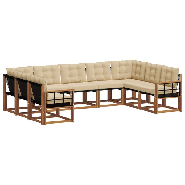 vidaXL Ensemble de canapés d'extérieur 9 pc Naturel et Beige