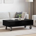 vidaXL Table d'appoint avec roues Chêne noir 90 x 50 x 30 cm
