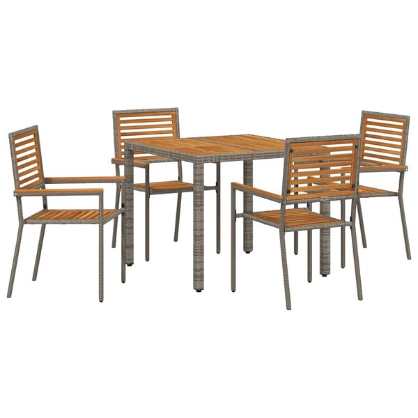 vidaXL Ensemble de salle à manger pour jardin 5 Pièces Gris et marron