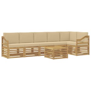 vidaXL Ensemble de canapés d'extérieur 7 Pièces Blanc et Beige