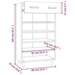 vidaXL Armoire à chaussures Blanc 60x35x105 cm Bois d'ingénierie