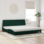 vidaXL Lit avec matelas vert foncé 200x200 cm velours