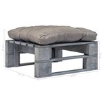 vidaXL Repose-pied palette de jardin avec coussin en gris gris bois