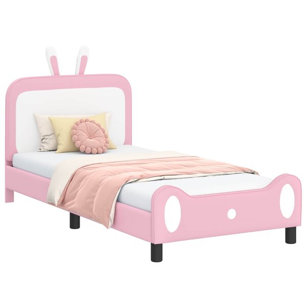 vidaXL Cadre de lit pour enfants avec tête de lit Rose 90 x 190 cm PU