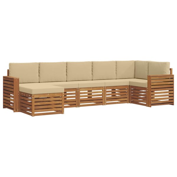 vidaXL Ensemble de canapé d'angle avec coussin 7 Pièces Naturel et Beige