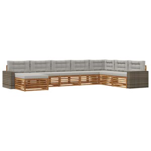 vidaXL Ensemble de canapés d'extérieur 8 Pièces Naturel et gris clair