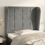 vidaXL Tête de lit avec oreilles Gris clair 93x23x118/128 cm Velours