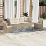 vidaXL Salon de jardin avec coussins 6 Pièces beige résine tressée