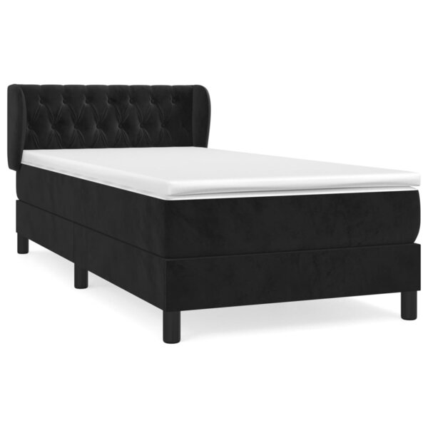 vidaXL Sommier à lattes de lit avec matelas Noir 90x190 cm Velours