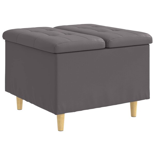 vidaXL Pouf de rangement avec coussin Gris 60 x 60 x 45 cm Simili cuir