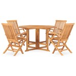 vidaXL Mobilier à dîner d'extérieur pliable 5 Pièces Bois solide de teck