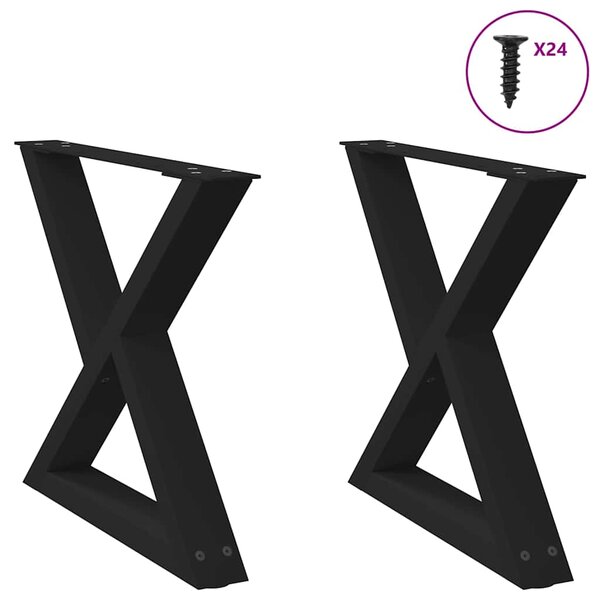 vidaXL Pieds de table basse 2 pièces Noir 60 x (42-43 3) cm Acier
