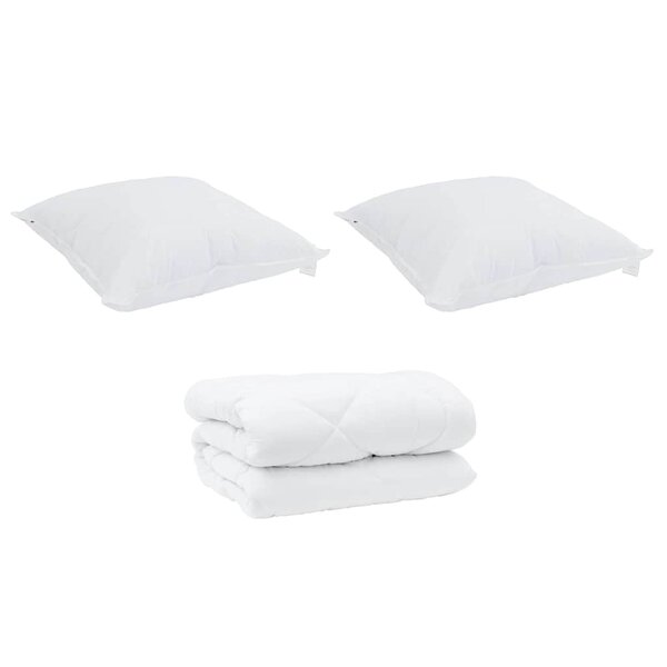 vidaXL Duvet d'hiver avec oreiller 3 Pièces Blanc 240 x 260 cm Microfibre