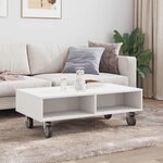 vidaXL Table d'appoint avec roues Blanc 90 x 50 x 30 cm