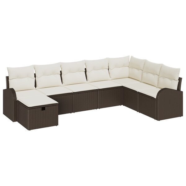 vidaXL Set de canapé de jardin 8 pièces avec coussins Marron Poly Rattan