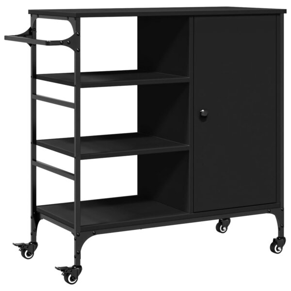vidaXL Chariot de cuisine noir 87 5x38 5x84 5 cm bois d'ingénierie