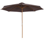 Outsunny Parasol rond grande taille diamètre 3 m bois polyester haute densité chocolat