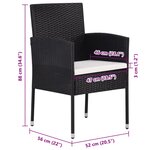 vidaXL Chaises de jardin coussins blanc crème 2Pièces noir résine tressée