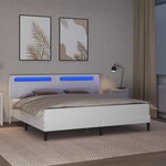 vidaXL Cadre de lit avec bandes LED Blanc 180 x 200 cm Simili cuir