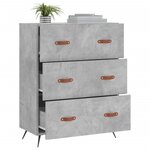 vidaXL Commode gris béton 69 5 x 34 x 90 cm bois d'ingénierie