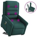 vidaXL Fauteuil inclinable de massage Vert foncé Tissu