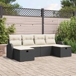 vidaXL Ensemble de canapé de jardin avec coussin 6 Pièces Noir et crème