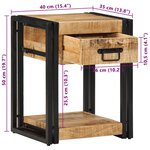 vidaXL Tables de chevet 2 Pièces 40x35x50 cm bois de manguier massif brut
