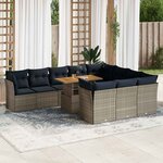 vidaXL Salon de jardin 11 Pièces avec coussins gris résine tressée