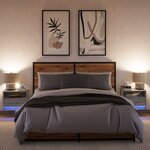 vidaXL Tables de chevet murales avec lumières LED 2 Pièces sonoma gris