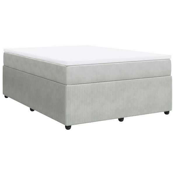 vidaXL Sommier à lattes de lit et matelas Gris clair 140x190cm Velours
