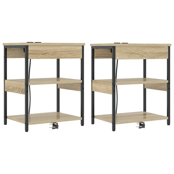 vidaXL Cabinet de chevet 2 Pièces Chêne sonoma Bois d'ingénierie