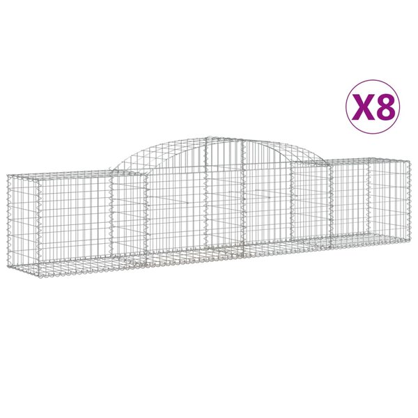 vidaXL Paniers à gabions arqués 8 Pièces 300x50x60/80 cm fer galvanisé