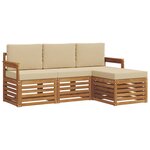 vidaXL Ensemble de canapés d'extérieur 4 Pièces Naturel et Beige