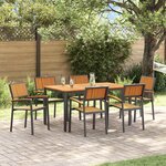 vidaXL Ensemble de salle à manger pour jardin 7 Pièces Noir et marron