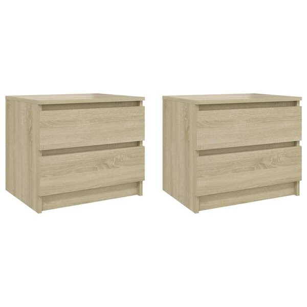 vidaXL Tables de chevet 2Pièces chêne sonoma 50x39x43 5cm bois ingénierie