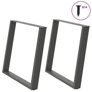 vidaXL Pieds de table à manger en U 2 pièces Anthracite 100 x (72-73) cm Acier