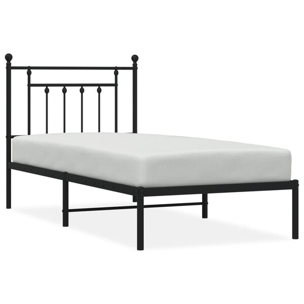 vidaXL Cadre de lit métal avec tête de lit noir 90x200 cm