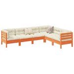 vidaXL Salon de jardin 6 Pièces avec coussins cire marron bois pin massif