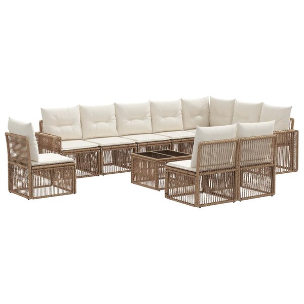 vidaXL Ensemble de canapé de jardin 11 Pièces Beige et blanc crème