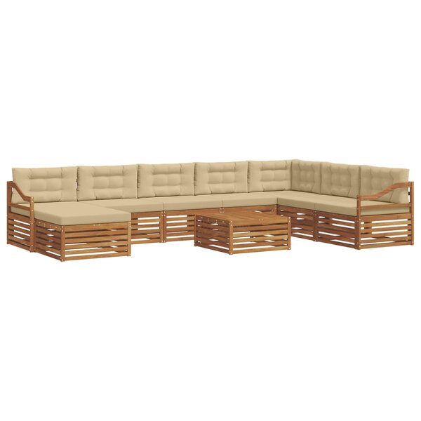vidaXL Ensemble de canapés d'extérieur 9 Pièces Naturel et Beige