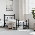 vidaXL Cadre de lit métal sans matelas avec pied de lit noir 90x200 cm