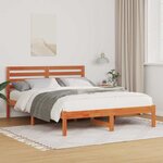 vidaXL Cadre de lit Marron cire 135 x 190 cm Bois massif en pin